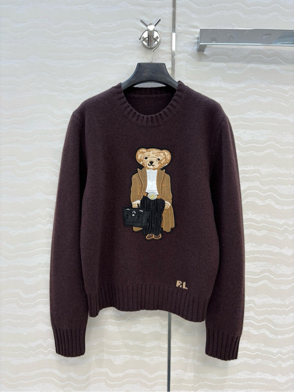 Polo by Ralph Lauren Brown Crewneck Sweater with Teddy Patch